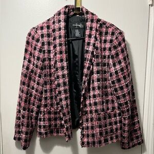 Requirements Pink and Black Checkered Blazer